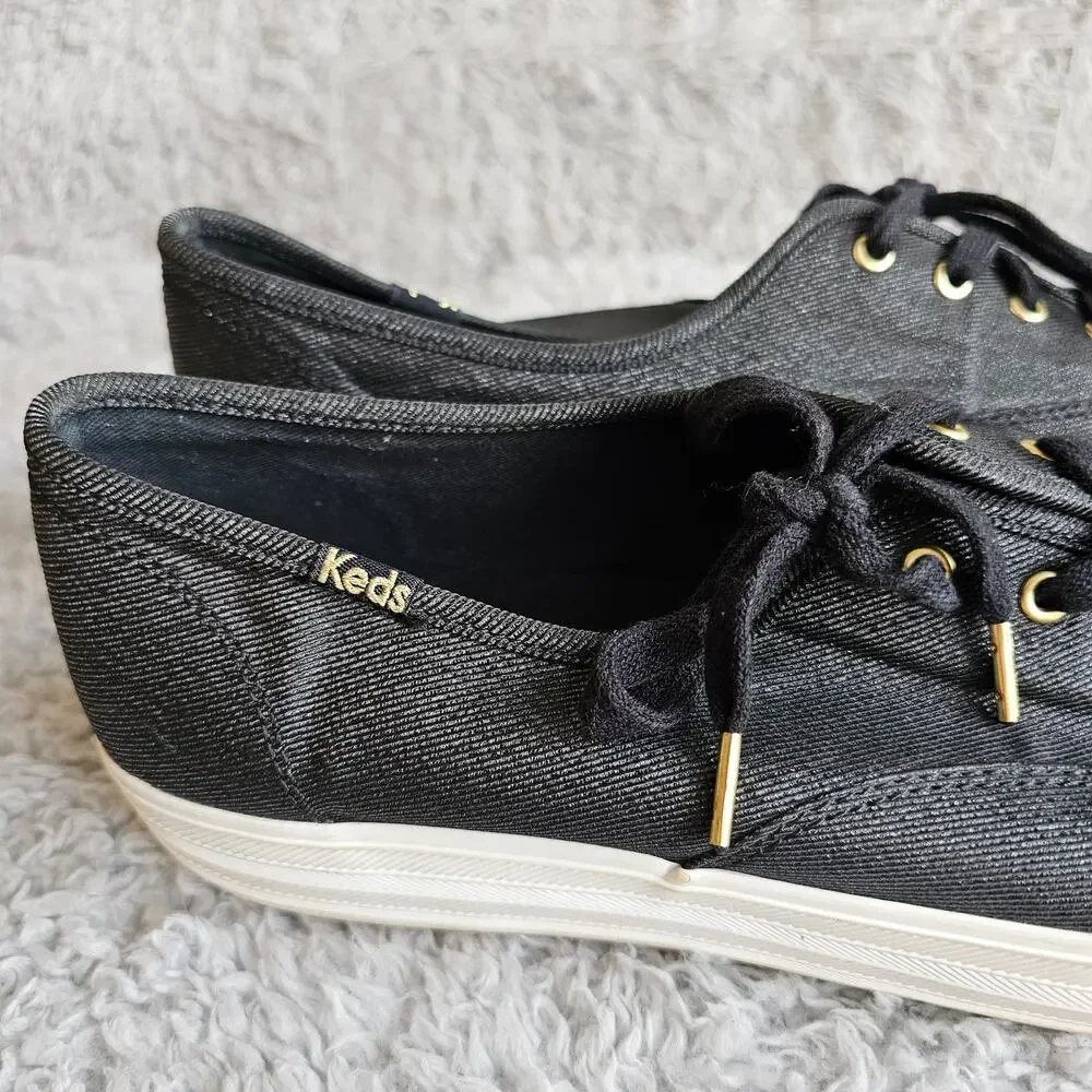 Keds Women's Triple CVO Metallic Lace Up Twill Platform Sneakers Size 9.5‎ Black